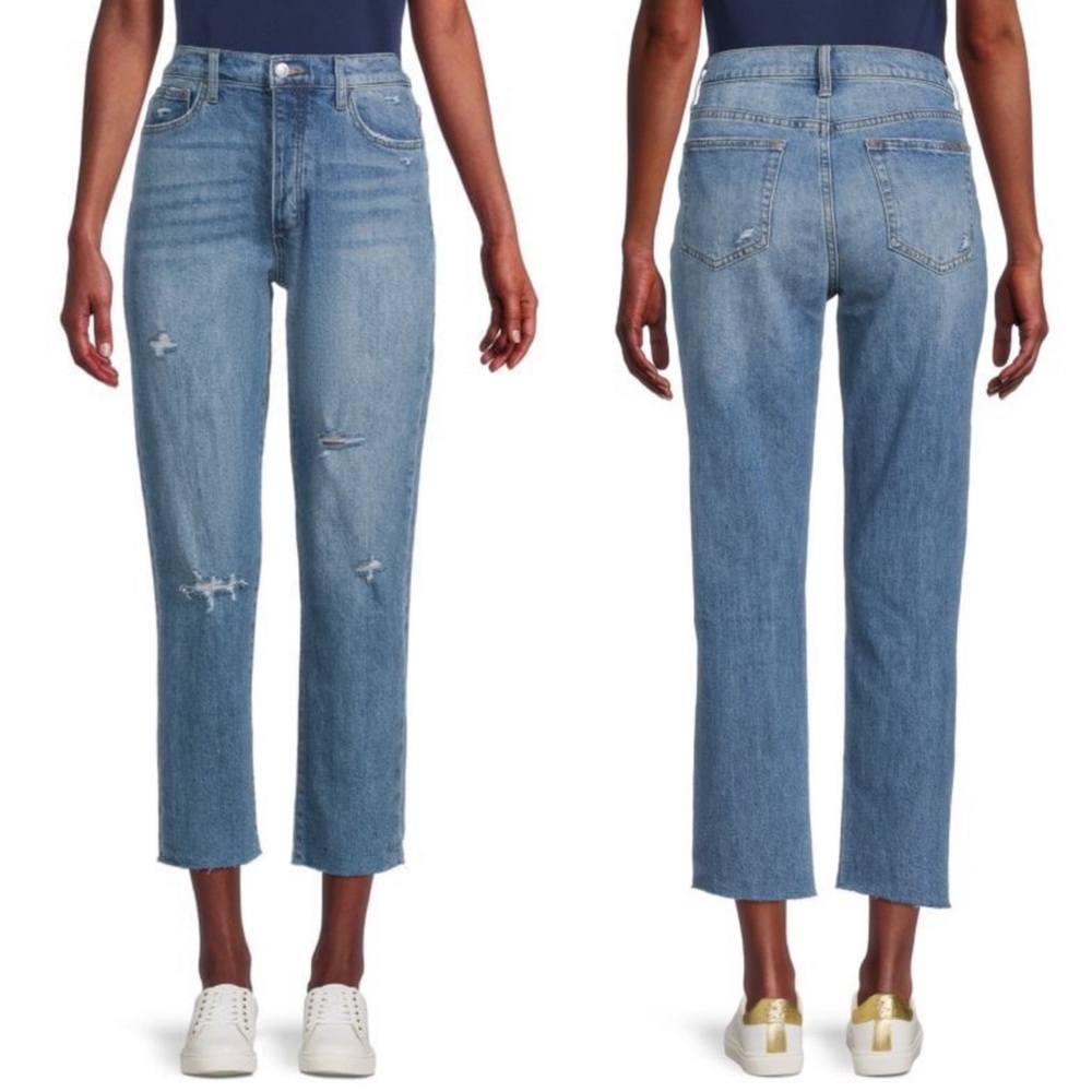 JOE'S JEANS The OG High Rise Straight Cropped Distressed Jeans Blue NEW